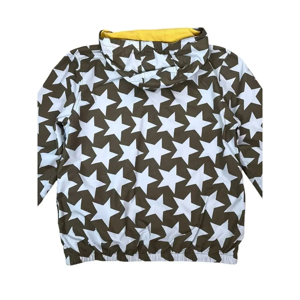 Mini Boden Star Print Pullover Windbreaker Jacket Kids 13-14 Yrs 1/4 Zip Hooded